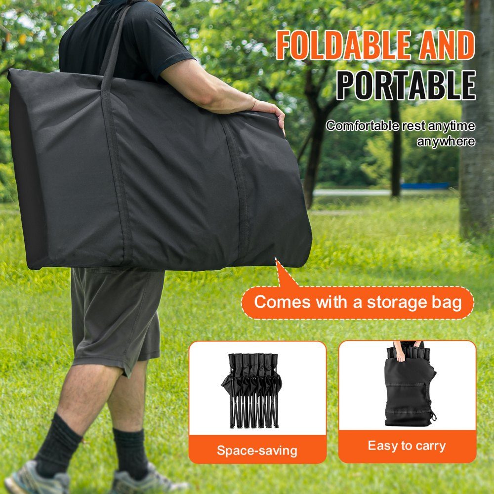 Portable Folding Bench, 6 Seater Folding Side Bench, Outdoor Camping Bench Chair with Carry Bag and Backrest, Team Sports Side Bench for Football Fishing, No Assembly Required, Instant Sitting, Black