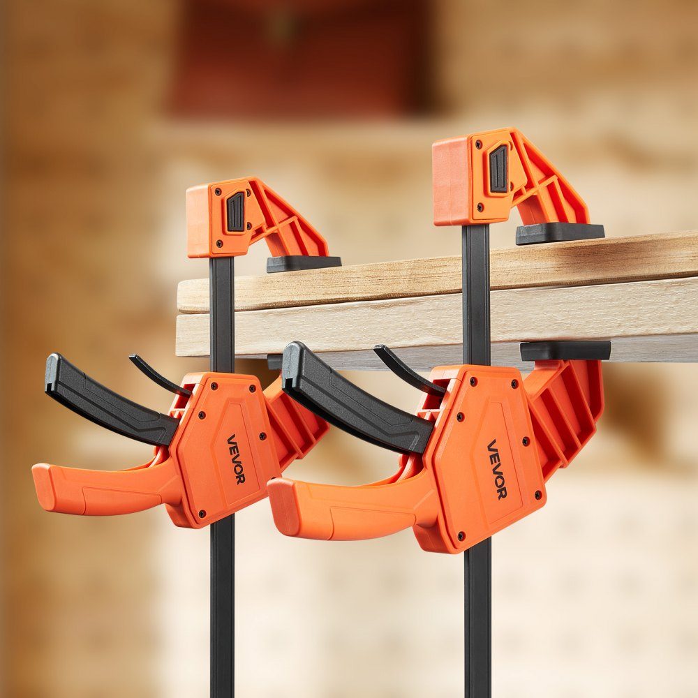 Woodworking Pole Clamps 2 Pack 12" Opening Quick Grip F Clamp with 300-lb-Belastungsgrenze 3.35" Depth Plastic and Carbon Steel Metalworking Orange + Black