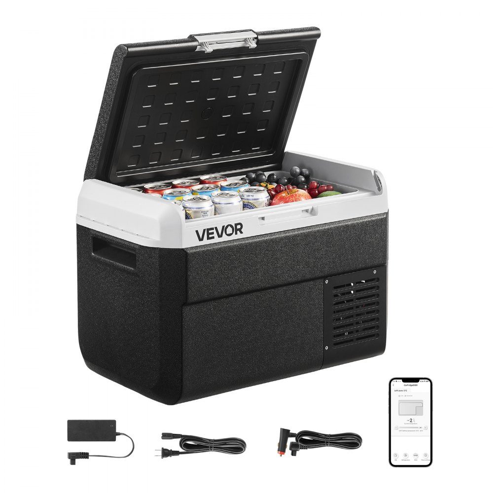 Compressor Cooler Box 25L Portable Car Fridge with Adjustable Temperature & App Control Refrigerator 12/24V DC and 100-240V AC for Outdoor Camping Trips and RVs