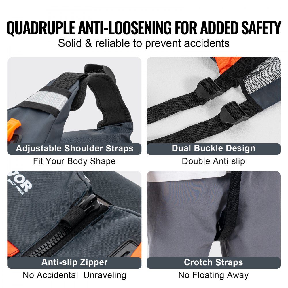 Water Sports Life Jacket PFD 110N Buoyancy Vest Waterproof Nylon Life Jacket for Water Activities Fishing Kayaking Surfing Boating Men Women XL