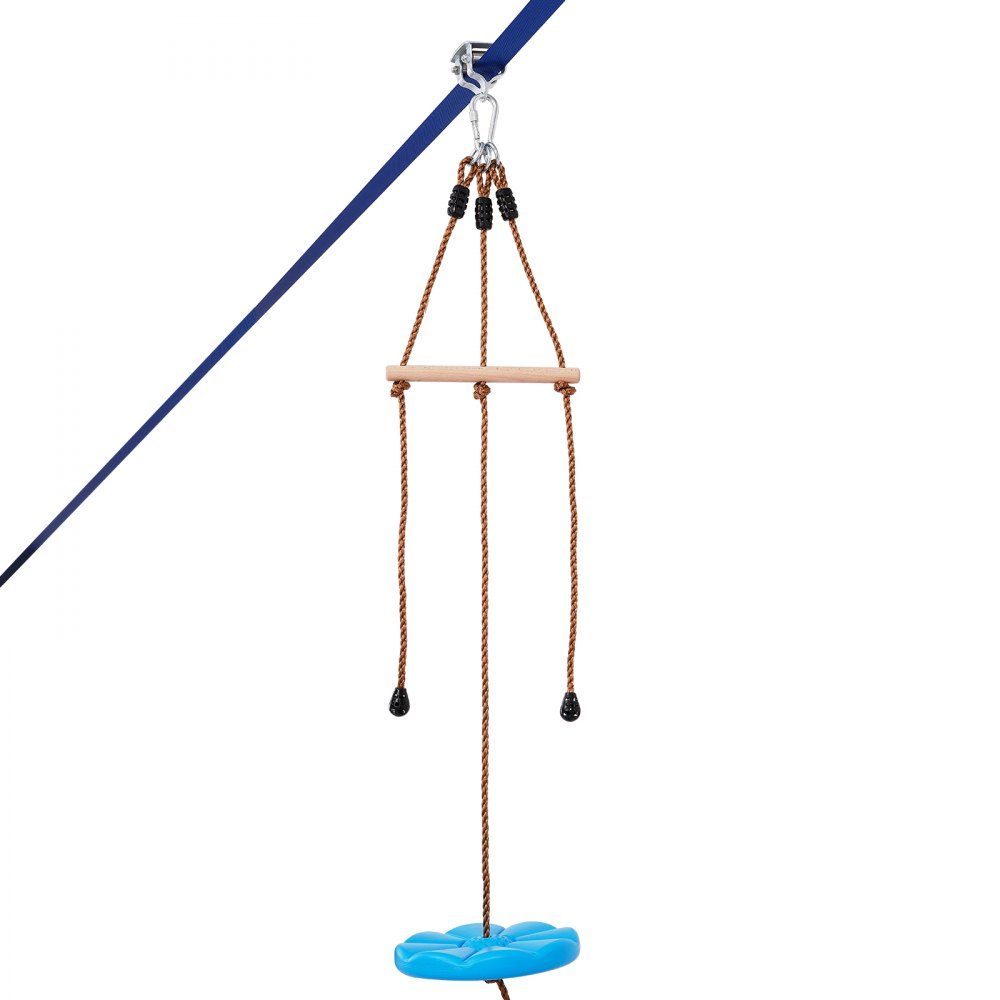 Zipline für Kinder und Erwachsene, 50-Fuß-Zipline-Sets bis zu 300 Pfund, Outdoor-Hinterhof-Seilrutschen, Spielplatzunterhaltung mit Zipline, Nylon-Sicherheitsgurt und Zubehörset