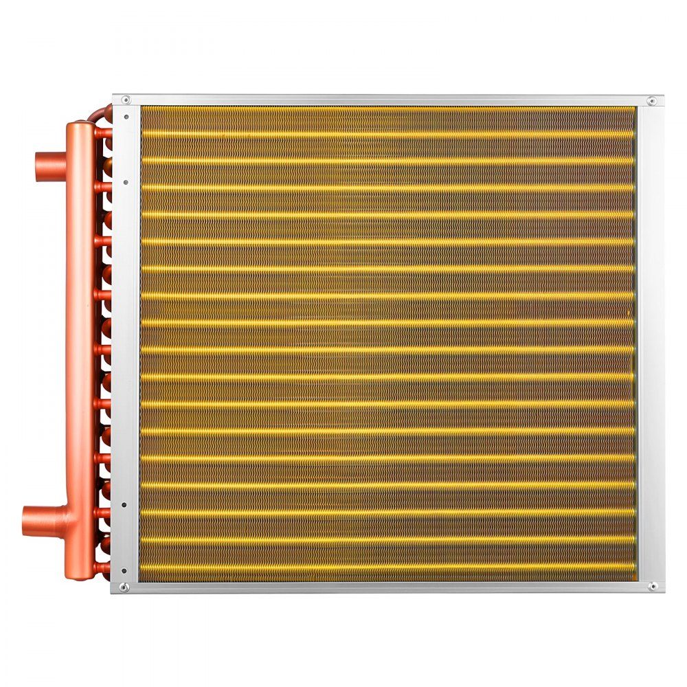Lamellenwarmtewisselaar 457x457mm, 35,2kW warmtewisselaar met koperen aansluitingen & aluminium lamellen, water-lucht warmtewisselaar met 2,5 MPa werkdruk, warmtewisselaar voor verwarming en koeling binnenshuis