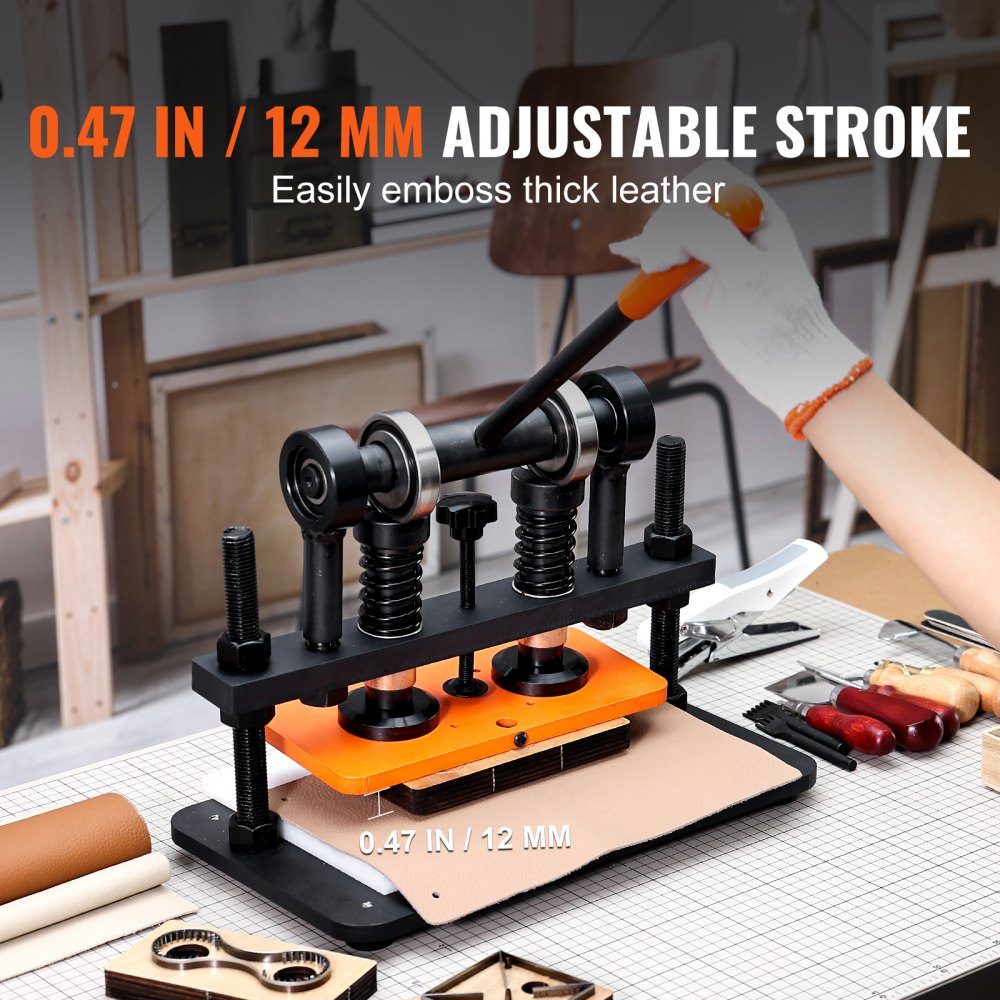 Leather Punching Machine Manual Leather Cutting Machine 26x12cm, Leather Embossing Machine 1.5t Heavy Duty Leather Punching Machine Suitable for leather, PVC/EVA foam, non-adhesive materials