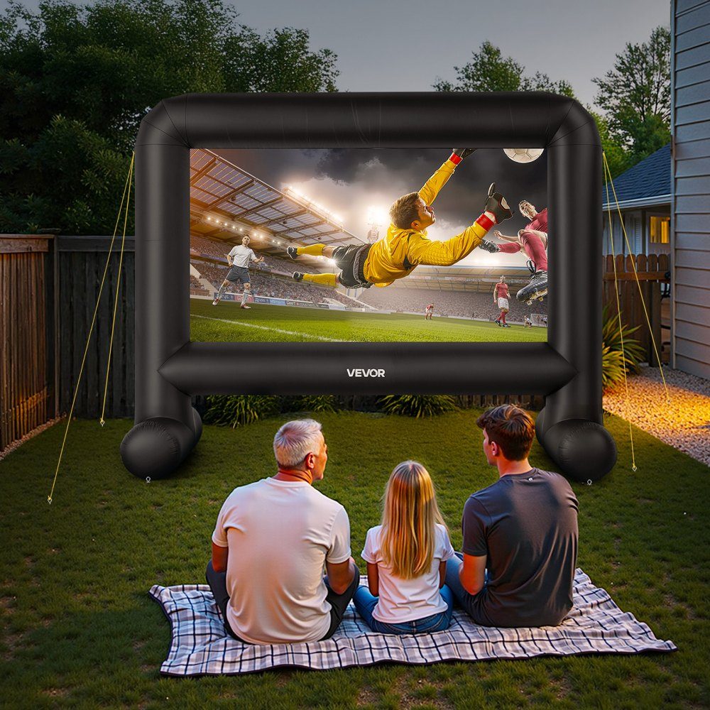 Aufblasbare Filmleinwand, Projektionsprojektor-Leinwand aus 600D, Projektionsleinwand mit tragbarer Aufbewahrungstasche, 16:9, Filmprojektion für Heimkino-Themenparty, Poolspaß (354 x 130 x 290 cm)