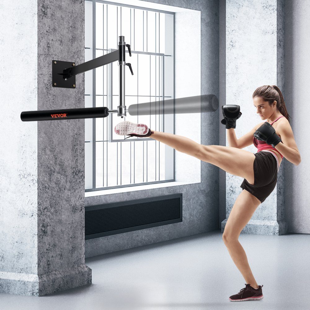 Wall Mounted Boxing Reflex Bar Boxing Speed ​​Trainer Boxing Spinning Bar with Gloves Adjustable Training Equipment for Boxing Training Kickboxing MMA Stress Relief Fitness Black