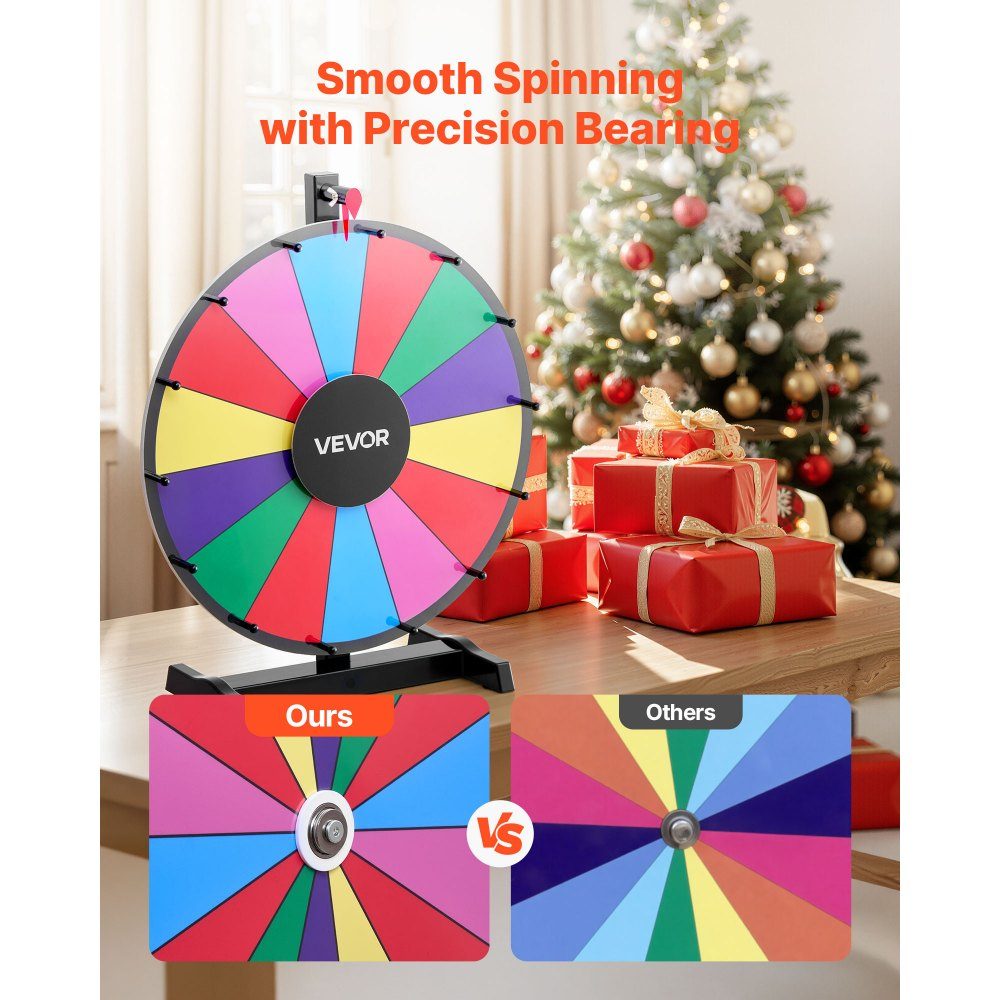 Roue de la Fortune, Roue de la Fortune (457 mm), 14 Compartiments, Roue de la Fortune avec Support, Jeux de Loterie, Gagner, Roulette, avec Tableau Éponge et 2 Marqueurs, 6 Couleurs, Roue des Prix, Idéale pour Fête, Pub, Foire Commerciale