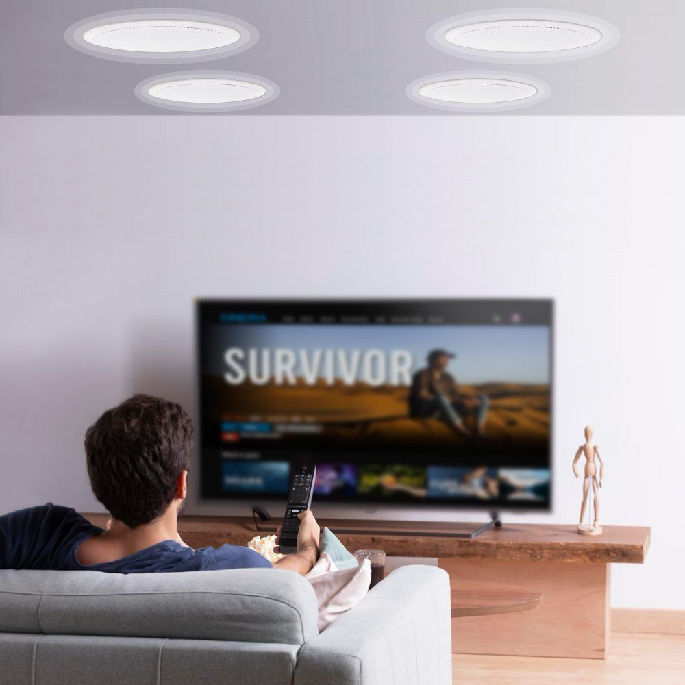 Set of 4 approx. 20 cm ceiling speakers, 100 W, in-ceiling and in-wall speaker system with 8 Ω impedance and 89 dB sensitivity, for home, kitchen, living room, bedroom or covered porch