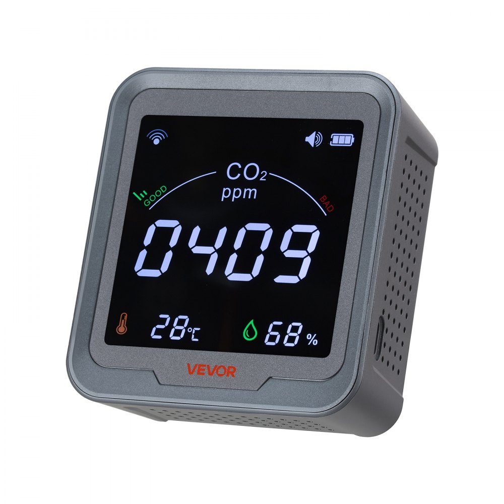 WiFi CO2 Detector, CO2 Monitor with Temperature and Humidity Display, NDIR Sensor, Carbon Dioxide Meter, CO2 Alarm for Outdoor Home Office Car Wall Mounted