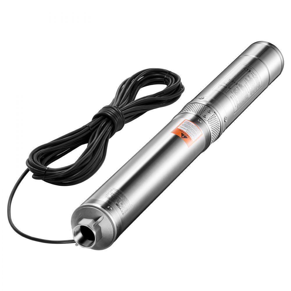 Deep Well Pump, 1100W Input Power, 65L/min Flow, 85m Head, with 20m Cable, External Control Box, Submersible Pump, for Industrial Irrigation and Home Use, IP68