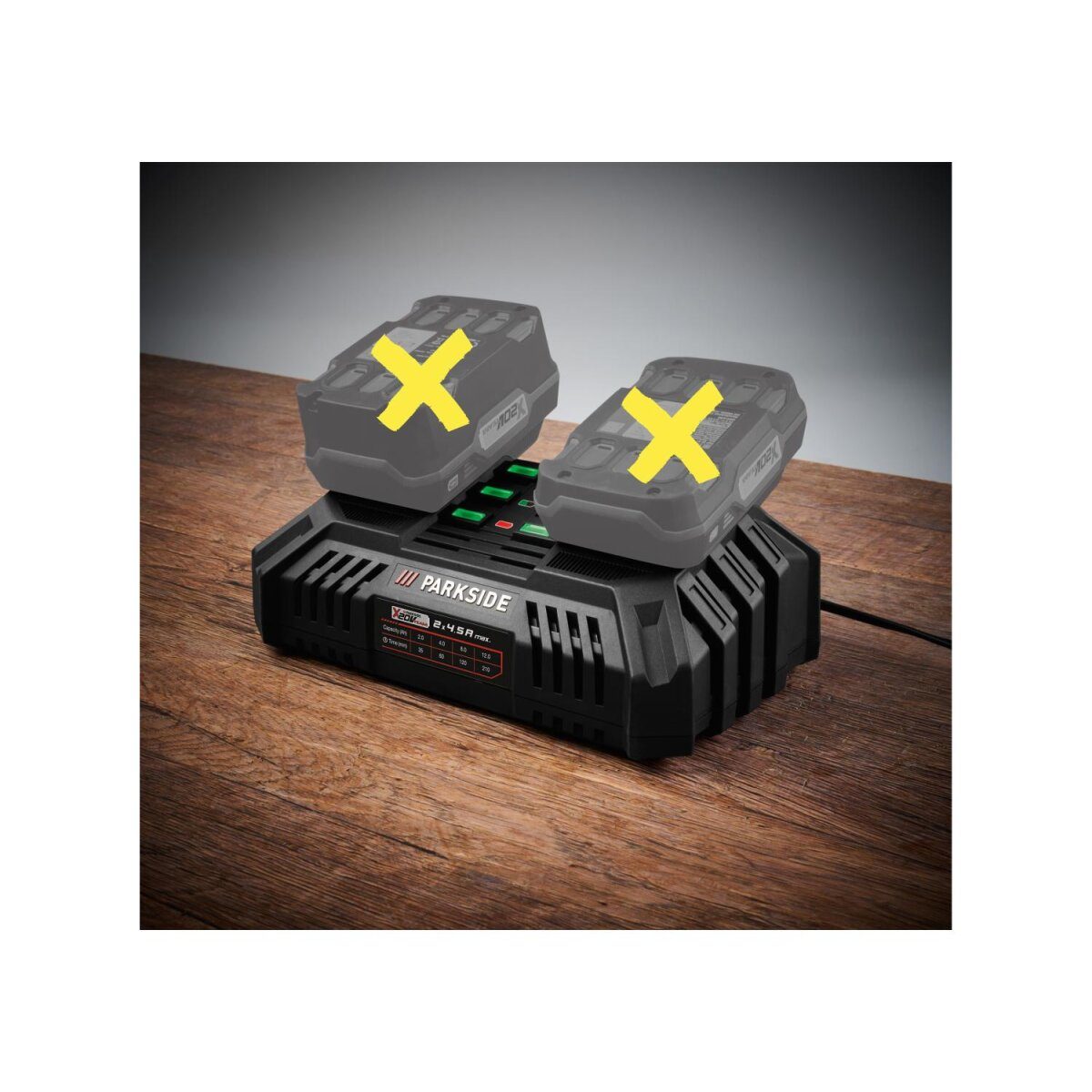 PARKSIDE® 20 V / 2 x 4,5 A Akku-Doppelladegerät »PDSLG 20 B1«, ohne Akku