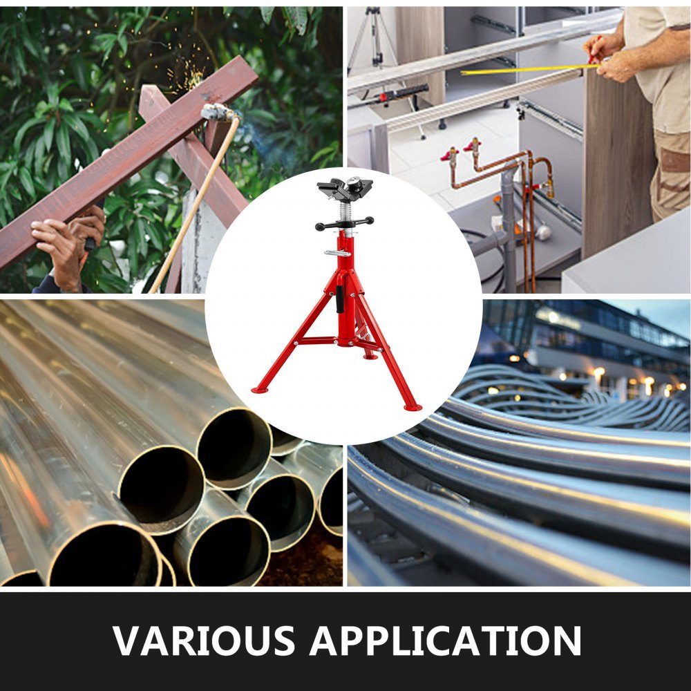Pipe support with 2 ball transfer V head 1107A, folding pipe stand, 2.04 ton pipe rod, height adjustable