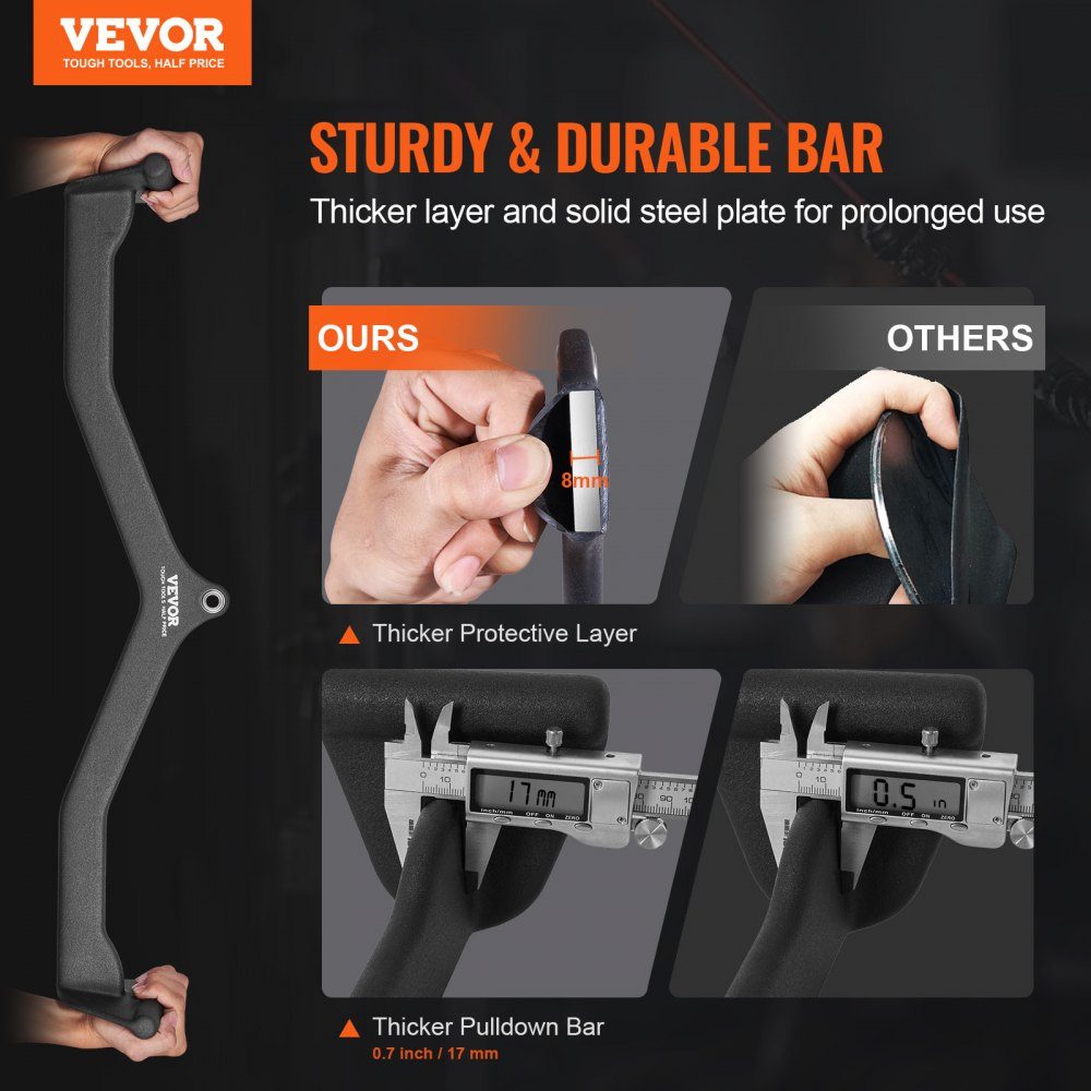 Lat Pulldown Attachment, Rowing V Bar Attachment for Cable Machine, Tricep Pull Bar, Rubberized Handle for Back Strength Training, Bicep Curl Tricep Lat Pull Bar 550kg Load Capacity
