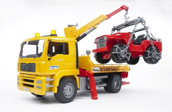 Kinderspielzeug Spielzeugauto MAN TGA Abschleppwagen mit JEEP