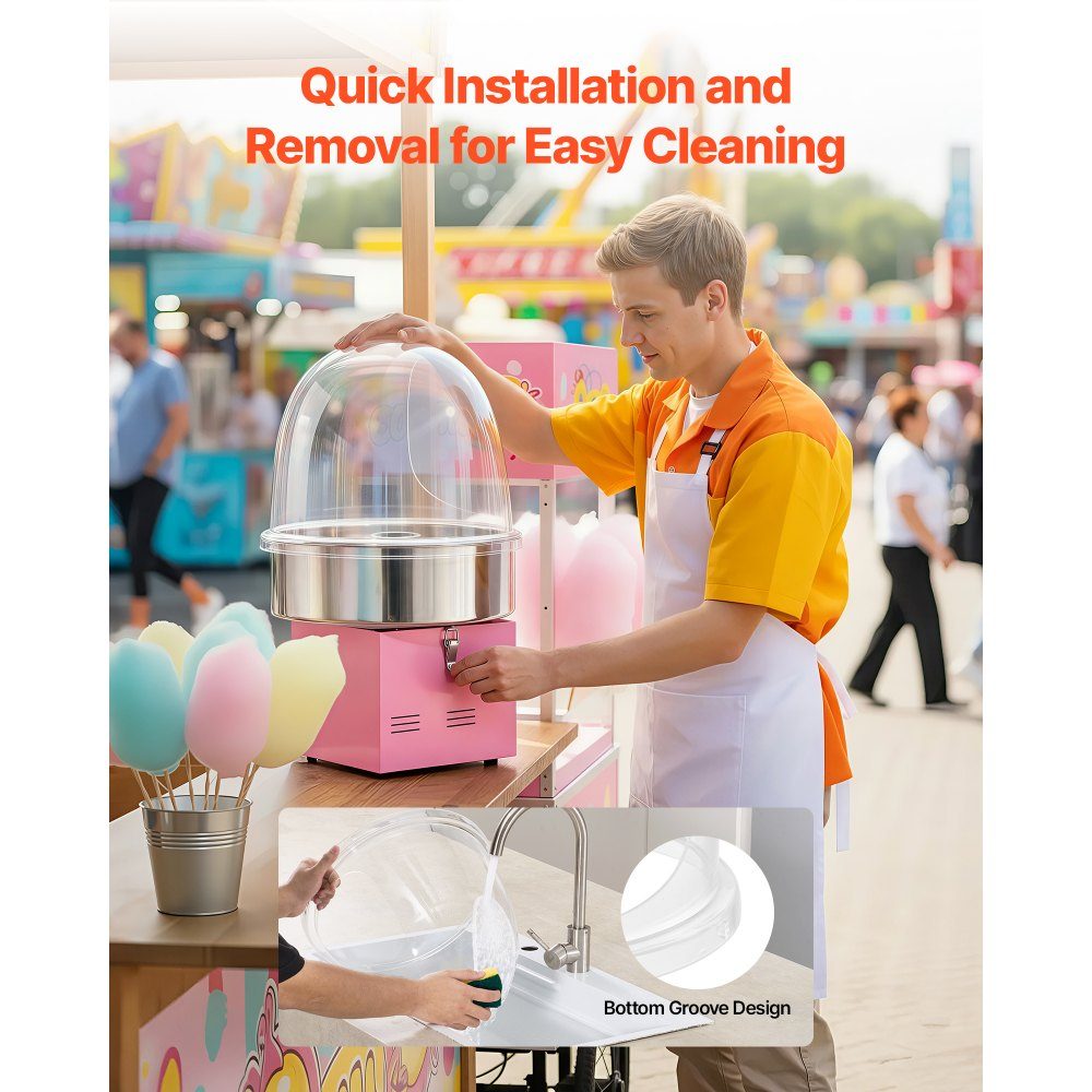 Hoes voor suikerspinmachine Helder acryl Dome Bubble Cover Compatibel met 15-Zoll- Suikerspinmachine Bowl voor feestwinkel Bottom Groove Design