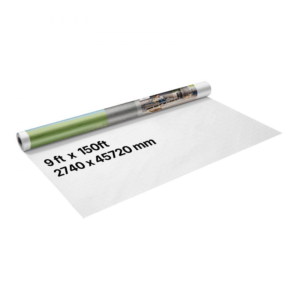 House film 2.74 x 45.72 m, vapor barrier film, 0.13 mm thick, vapor barrier, high-performance vapor barrier film for tear-resistant, vapor barrier tarpaulin for residential and commercial buildings, white