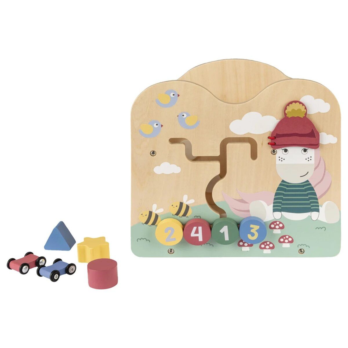 lupilu® push cart / motor skills cube, made of wood (motor skills cube)
