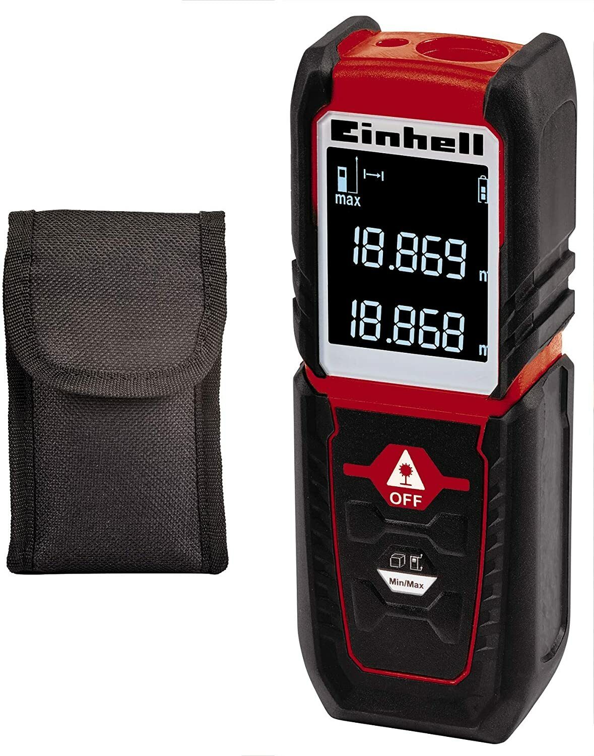 Einhell Laser-Entfernungsmesser TC-LD 25 (bis 25 m, Messreferenz Vorder- oder Hinterkante, kontinuierliche Messung, automatische Abschaltung, Sicherheitsfunktion, inkl. Tasche)
