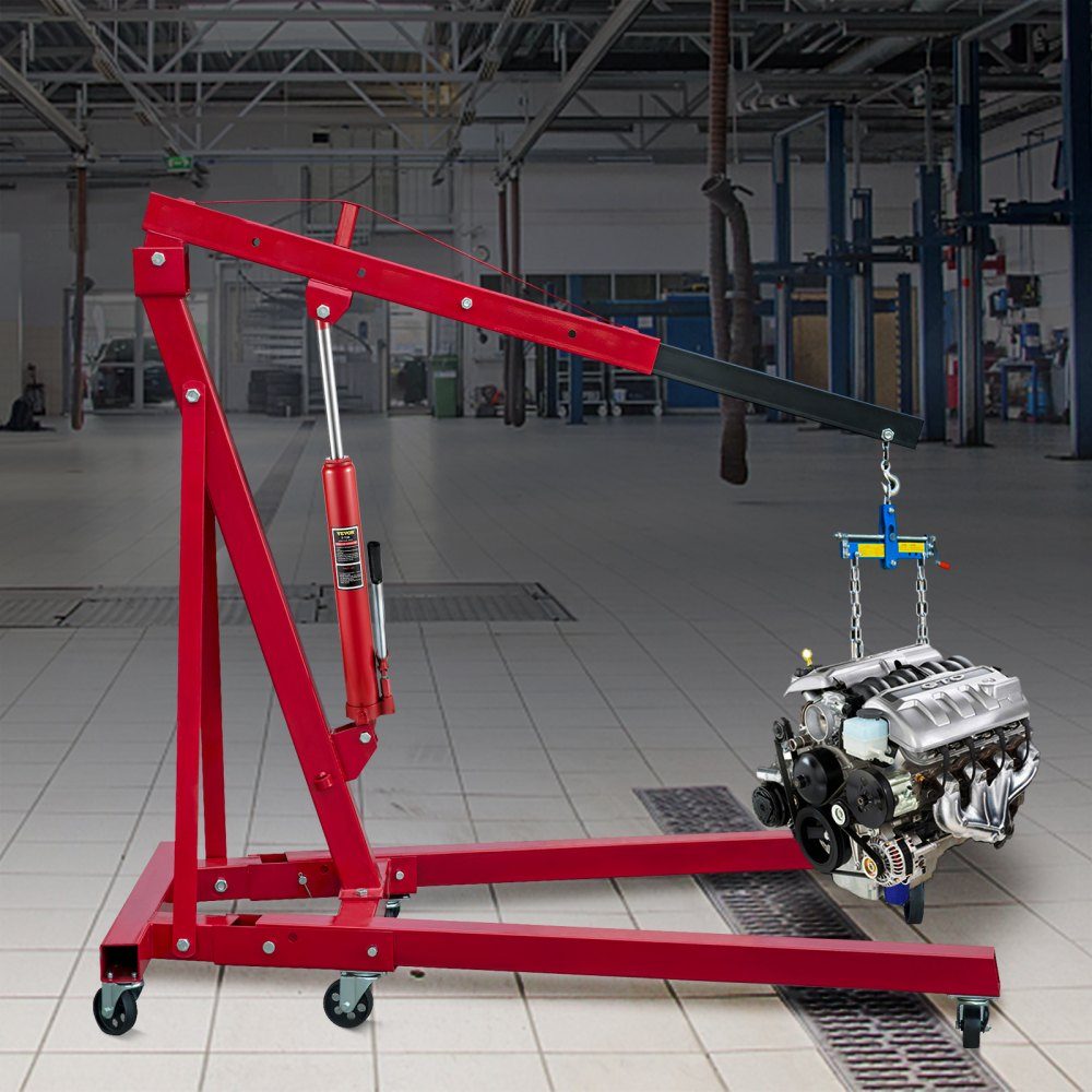 3T Capacity Hydraulic Long Ram Jack Single Piston Pump and Clevis Base Manual Elevating Platform Jack with Handle for Workshop Cranes Engine Hoists Red
