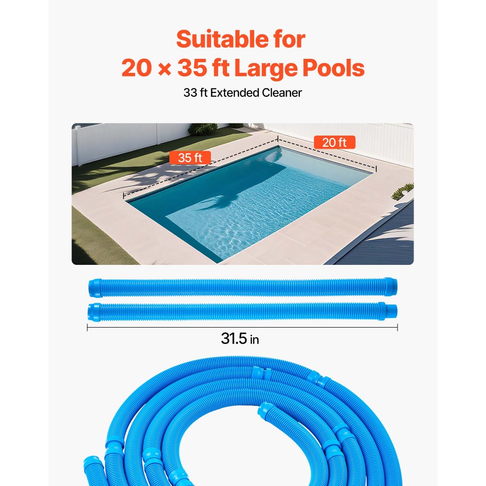 Pool vacuum with suction function, pool vacuum, pool vacuum with suction side, pool sweeper with 12 hoses, suitable for built-in pools and above-ground pools up to 6.1 x 10.7 m blue Pool vacuum with suction function, pool vacuum, pool vacuum with suction side, pool sweeper with 12 hoses, suitable for built-in pools and above-ground pools up to 6.1 x 10.7 m blue