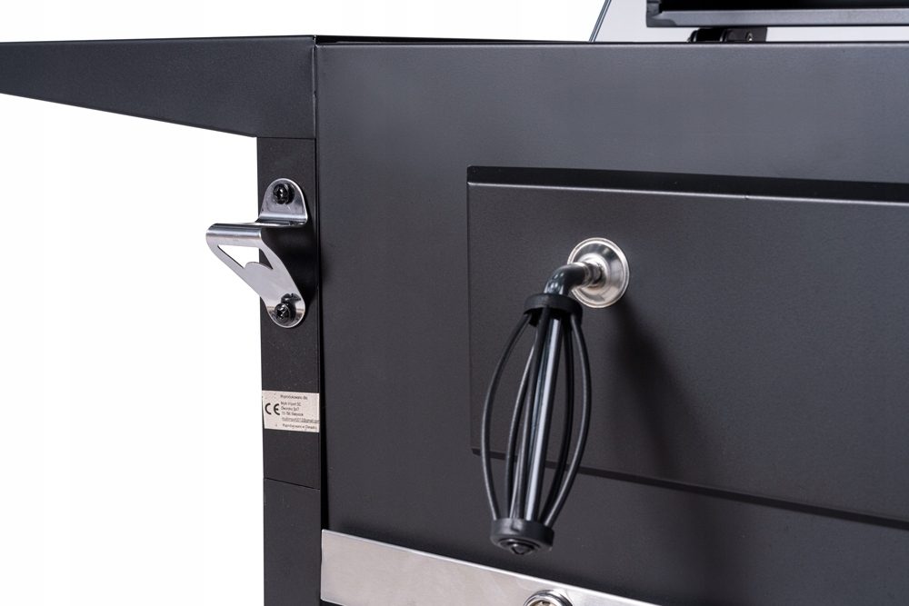 BBQ-Holzkohlegrill-Smoker-Set mit Deckel, höhenverstellbar, 2 Seitenablagen