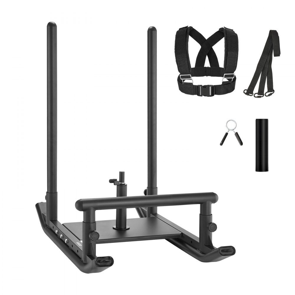 Weight sled power sled strength training sled to improve speed during sports exercises, fitness device with handle, compatible with 25/51 mm weight plates black