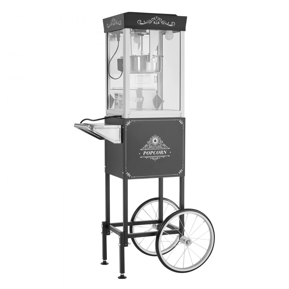 Popcorn Machine Popcorn Machine with Kettle & Trolley, 800W Commercial Popcorn Maker, 48 Cups per Load, with 2 Button Control, Glass Wall, PC Door, 1 Scoop, 3 Spoons, Black Popcorn Machine Popcorn Machine with Kettle & Trolley, 800W Commercial Popcorn Maker, 48 Cups per Load, with 2 Button Control, Glass Wall, PC Door, 1 Scoop, 3 Spoons, Black