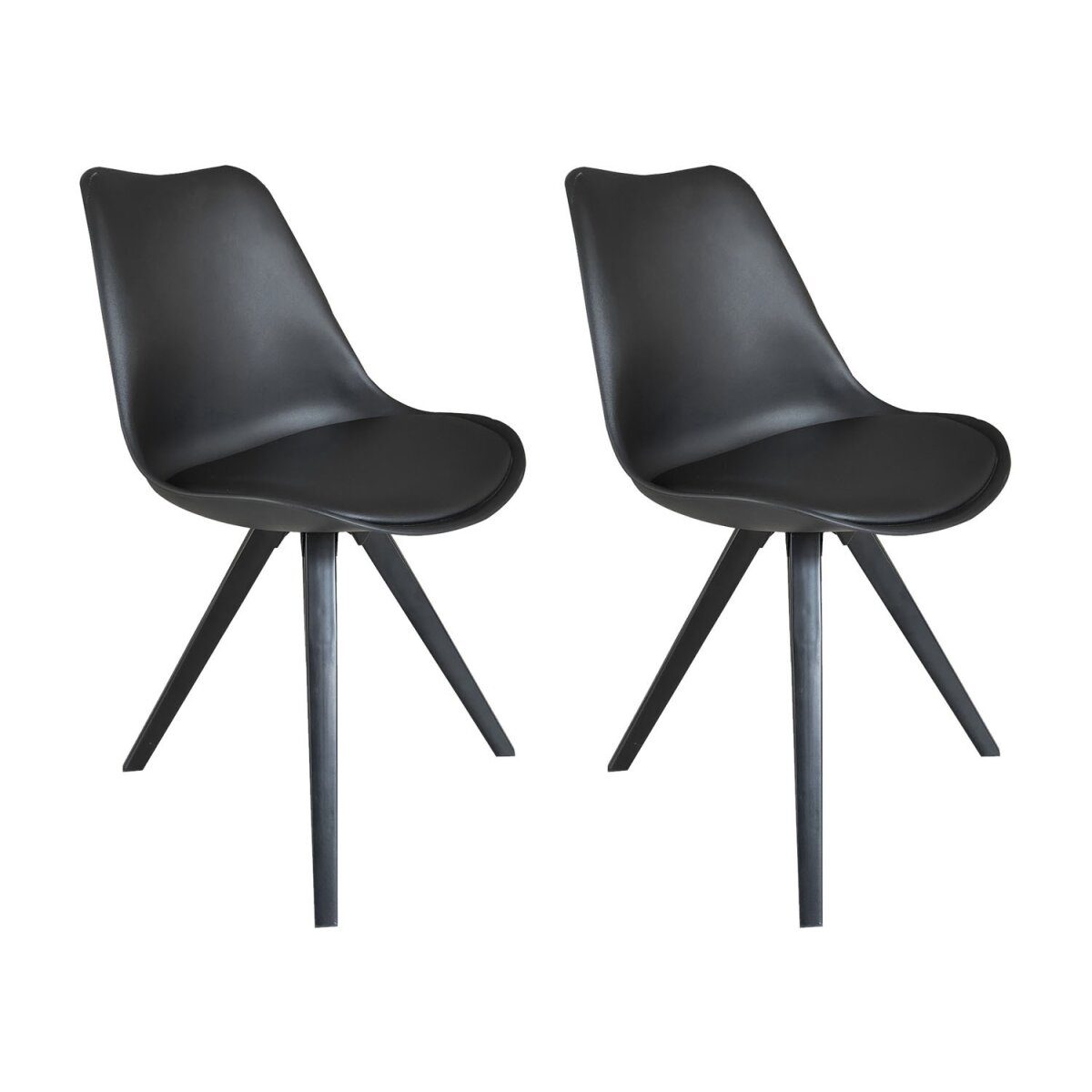 byLIVING Stuhl »Kira« 2er-Set, im modernen, skandinavischen Stil (schwarz / schwarz)