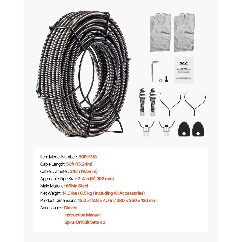 Pijpreinigingsmachine 390W pijpreinigingsapparaat spiraal 15 mm x 13 mm compacte elektrische pijpreiniger met 8 verwisselbare messen schuifhulsgereedschap 51-102 mm voor pijpinstallatie