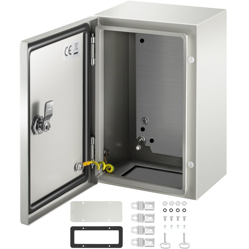 Schaltschrank, NEMA-Industriegehäuse, 30 x 20 x 15 cm, NEMA 4X-Stahl-Verteilerschrank, IP66 wasser- und staubdicht, elektrischer Anschlusskasten für den Außenbereich/Innenbereich mit Montageplatte