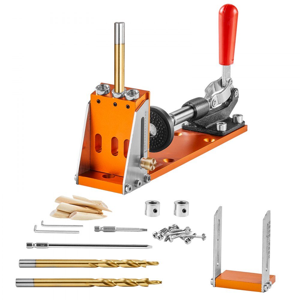 Taschenloch-Vorrichtungs-Set, drei Taschenlöcher mit Schraubenschlüssel und Vierkant-Antriebsbits, Dübelhilfe-Bohrvorrichtung zum Bohren von Taschenlöchern und schrägen Löchern, Bohrhilfe für die Holzbearbeitung in Aluminium