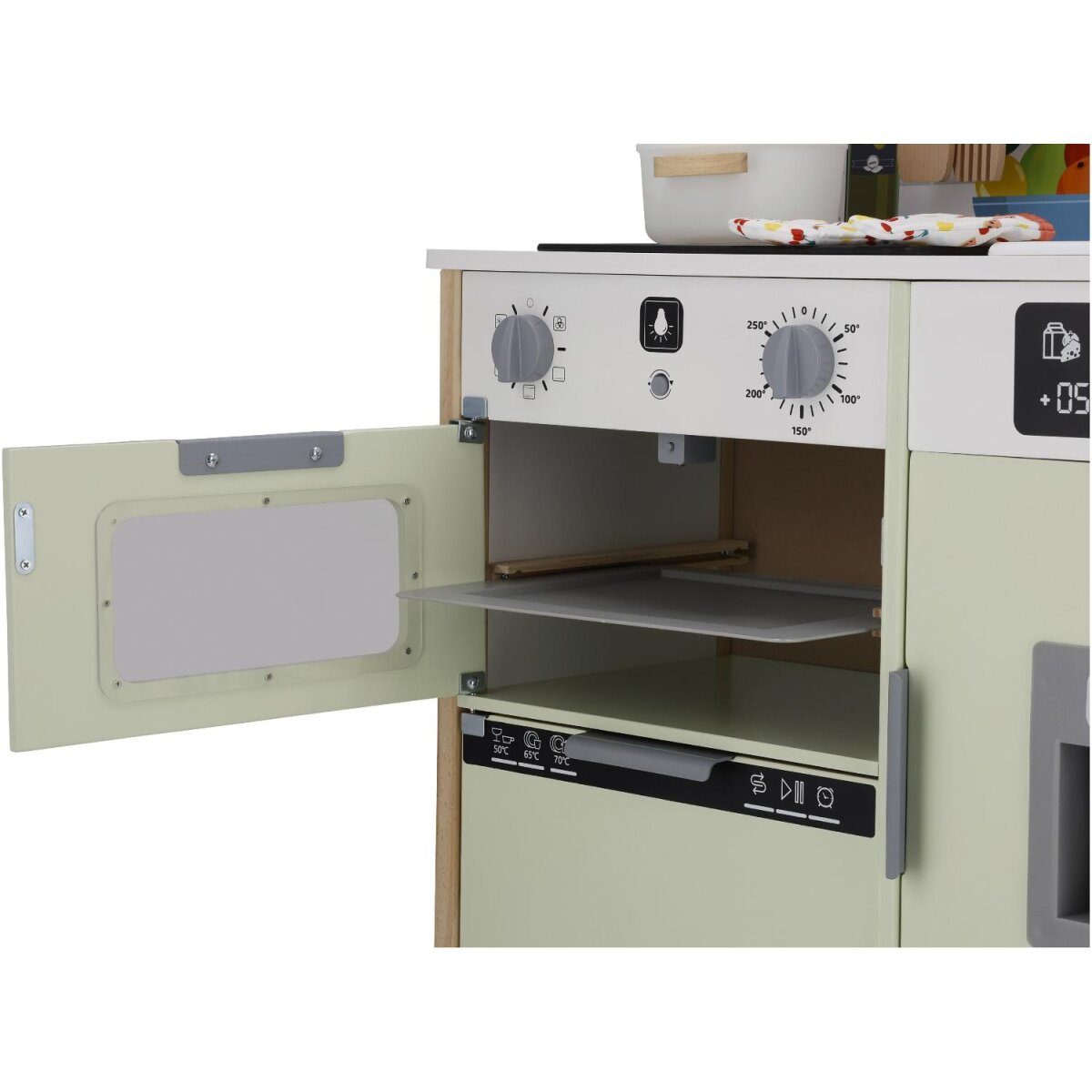 LUPILU® wooden kitchen, 3-way height adjustable, with playable back
