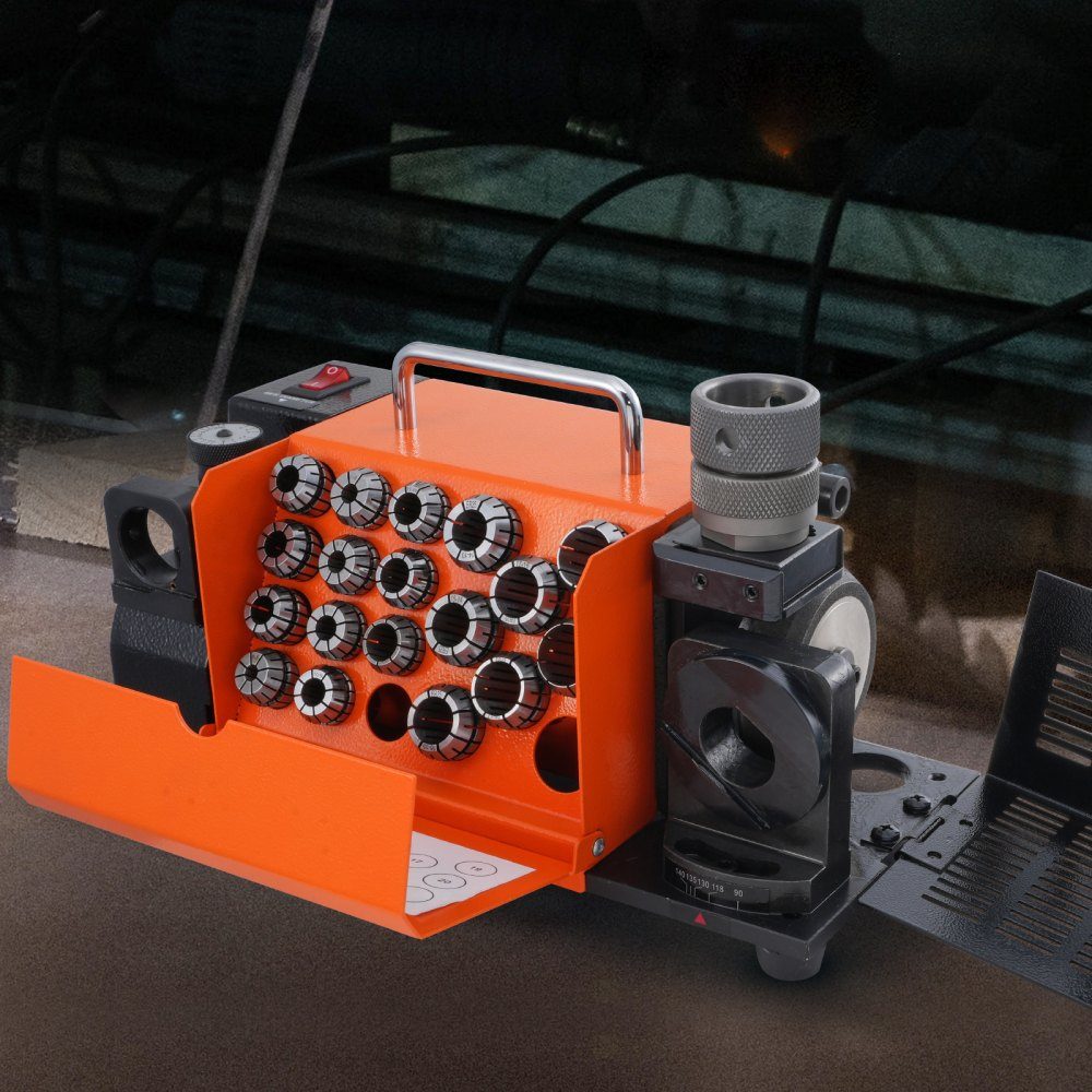 Drill Grinder 120W Drill Grinder 4500RPM Sharpening Station 45# Steel Drill Sharpener 95-135° Adjustable Tip Angle 18 Collet Chucks Suitable for Drill Diameter φ3-20mm