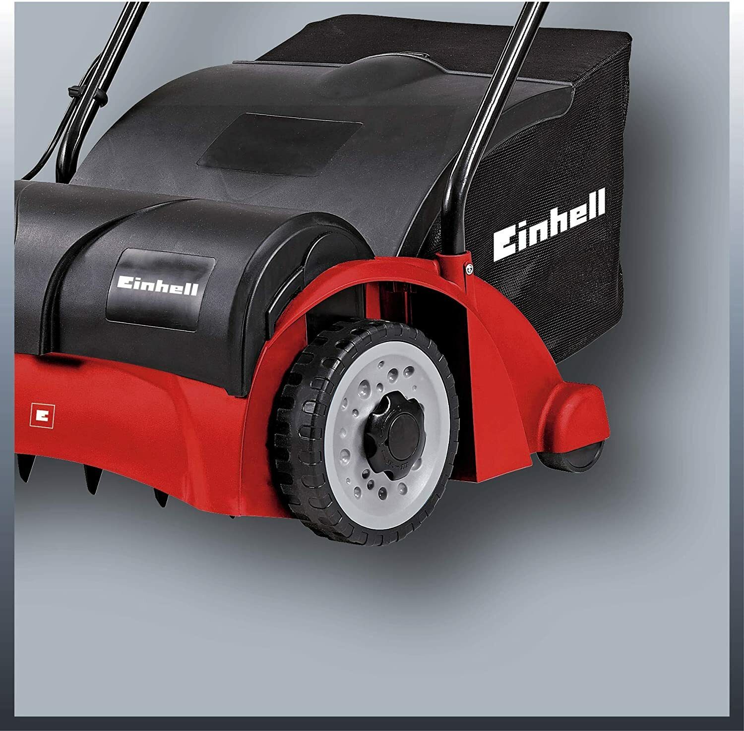 Einhell Elektro-Vertikutiererventilator GC-SA 1231 (1200 W, 31 cm Arbeitsbreite, 3–9 mm Arbeitstiefe, klappbarer Griff, 28 L Fangkorb, inkl. Lüfterwalze)