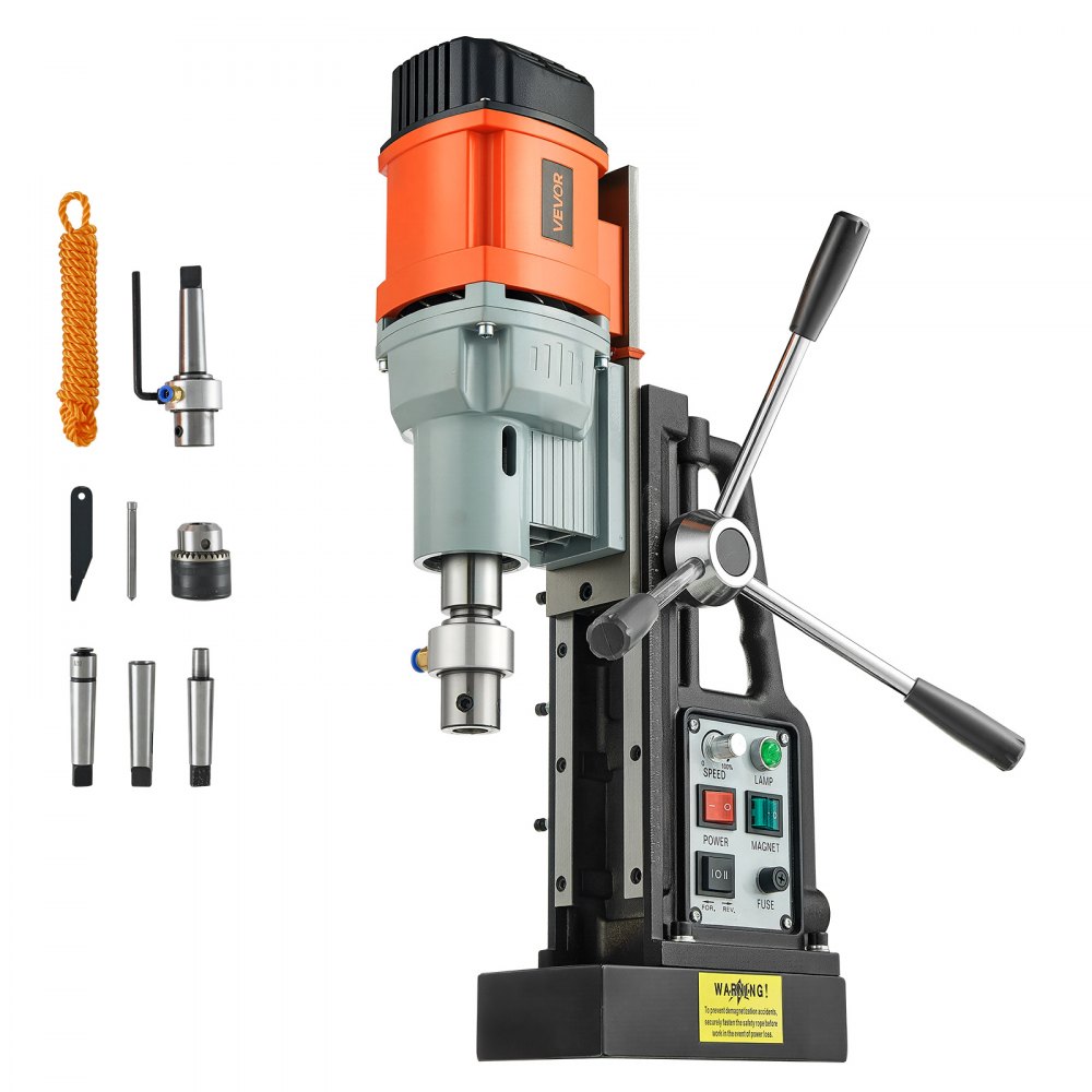 Perceuse magnétique 1,5 kW, diamètre de perçage 60 mm, puissance 13 000 N, perceuse magnétique avec cône Morse et vitesses réglables, filetage M3-M16 pour surfaces métalliques, bricoleurs Perceuse magnétique 1,5 kW, diamètre de perçage 60 mm, puissance 13 000 N, perceuse magnétique avec cône Morse et vitesses réglables, filetage M3-M16 pour surfaces métalliques, bricoleurs