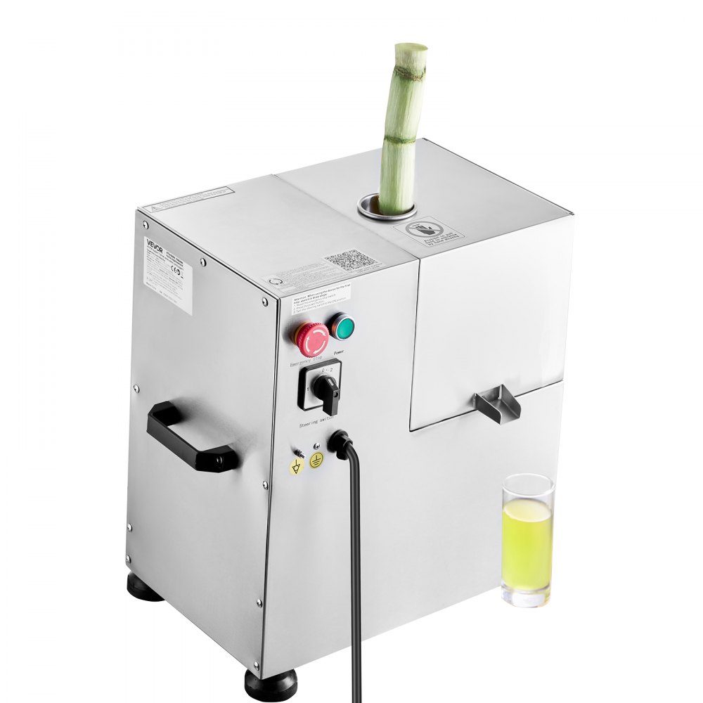 Commercial Sugarcane Juicer, 800W Electric Sugarcane Juicer with 300kg/h High Power, 4 Stainless Steel Rollers, Sugarcane Press Juicer (55x38x52cm)