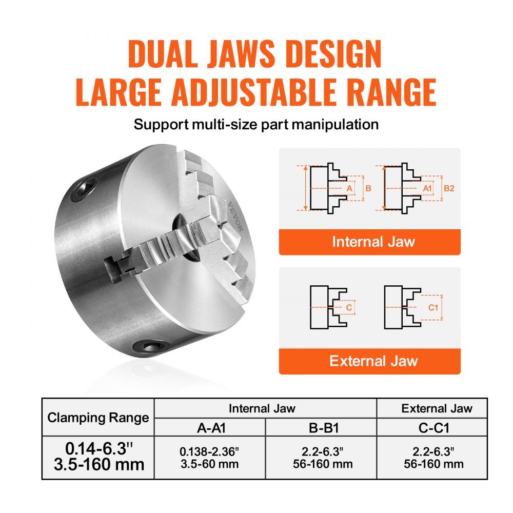 Klauwplaat K11-160 160 mm drieklauwplaat HT300 materiaal 3-klauwplaat spanbereik 3,5-160 mm 3 bekken, 20 Cr, ≥53 HRC φ45 mm boorkop draaibank zelfcentrerend
