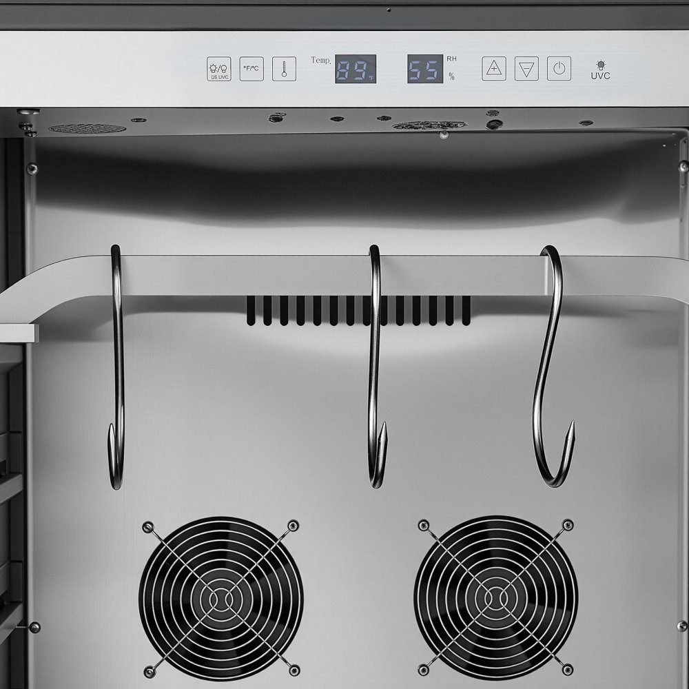 Trockenalterungskühlschrank 45 kg für Steaks, Fleischalterungskühlschrank mit präziser Temperatur- und Feuchtigkeitskontrolle, Rindfleischalterungsmaschine für Haushaltsküche, Restaurant, Hotel