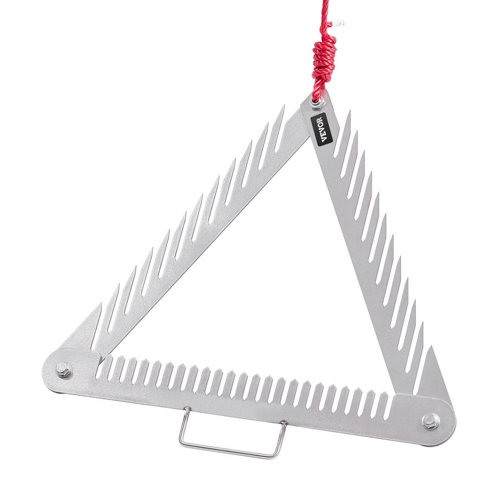 Râteau de bassin 515x540x9 mm, râteau à joncs de mer 3 côtés avec manche, rasoir à herbe de bassin pliable, coupe-herbe de bassin en acier inoxydable avec corde de 9 m, pour lacs et étangs