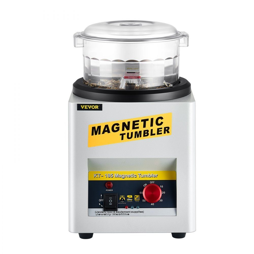 Mini KT-185 Magnetic Cup 180mm, Jewelry Polishing Machine and Finisher Machine with Good Time Function, Fast Processing Speed ​​for Light Metals, Non-Ferrous Metals, 2000RPM