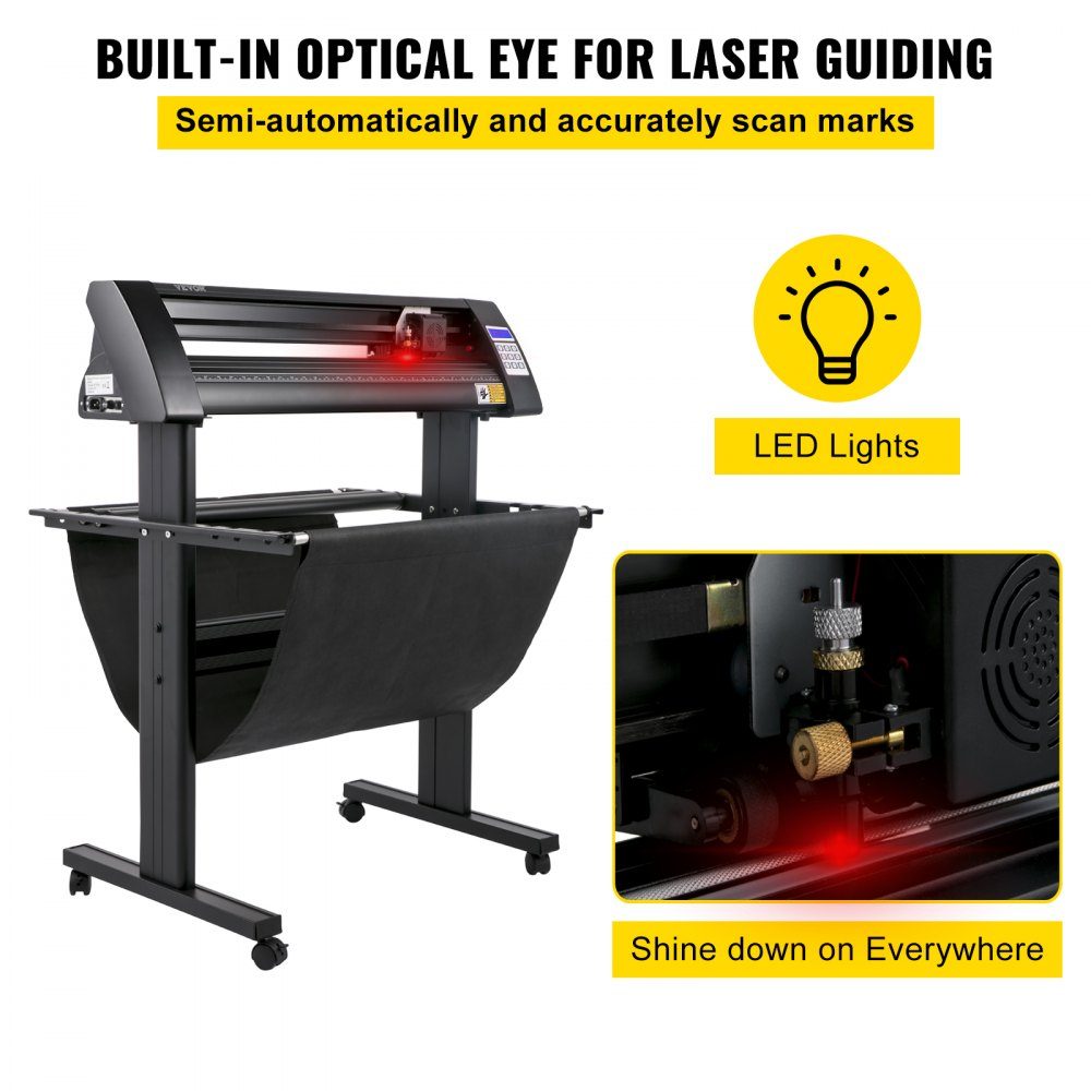 Vinyl-Schneideplotter Max. Papiervorschub 720 mm, Folienplotter-Schnittkraft 500 g, Plotterschneider mit optischem Auge, Signmaster-Software, Schrittmotor, halbautomatischer Plotter mit Ständer