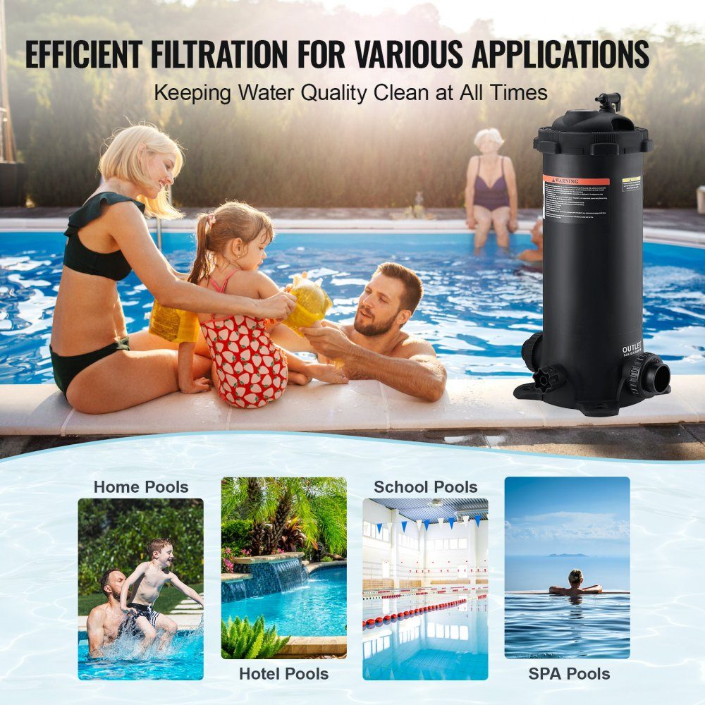 Cartridge Pool Filter, 380 x 380 x 710mm Integrated Pool Filter, Above Ground Swimming Pool Filtration Filter System with Upgrade Filter and Leakproof Housing for Hot Tubs, Spa Inflatable Pools