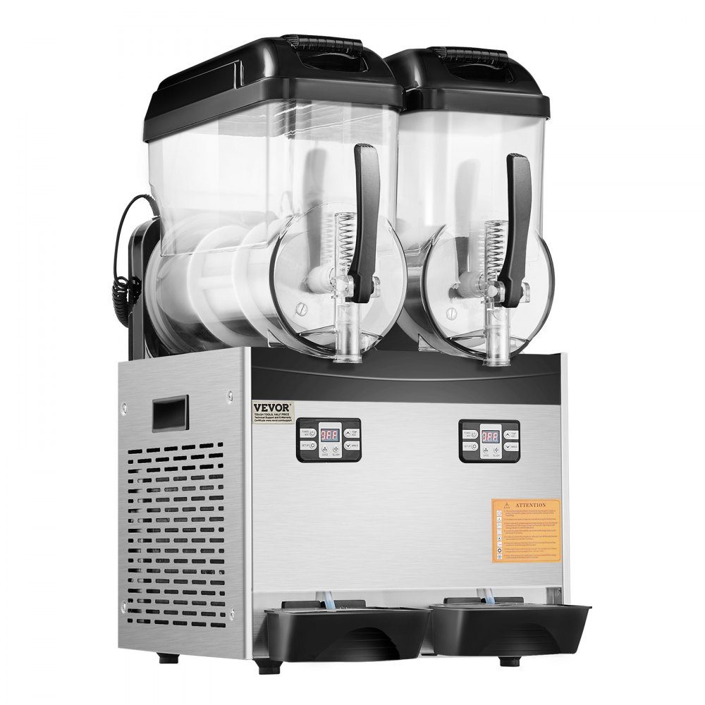 Machine à Slush Commerciale 12L x 2 Machine à Crème Glacée à Double Réservoir Machine à Slush pour Boissons Glacées Machine à Smoothie Margarita 96 Tasses pour Fête à Domicile Restaurant Café Bar