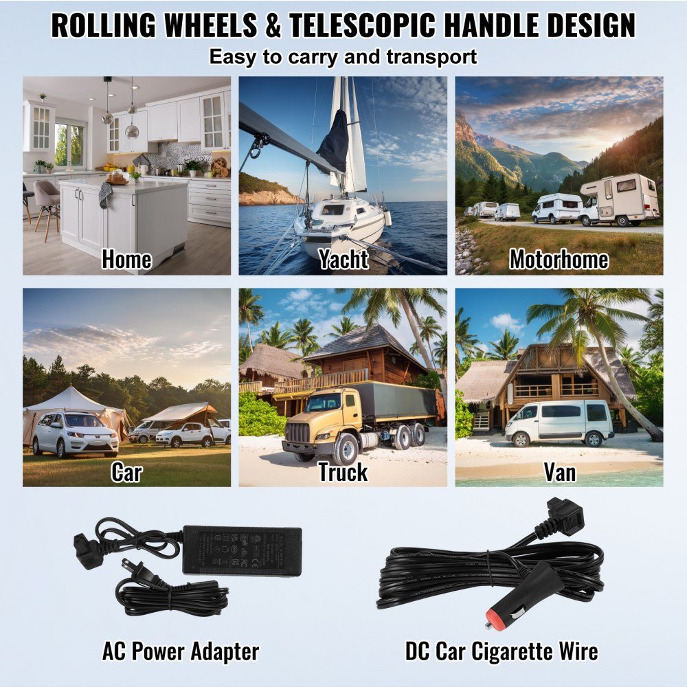Portable Car Fridge, 12V Car Fridge, 58L/61.5QT Portable Dual Zone Freezer, -20°C to 20°C Adjustable Temperature, Compressor Cooler for Home, Outdoor, Camping