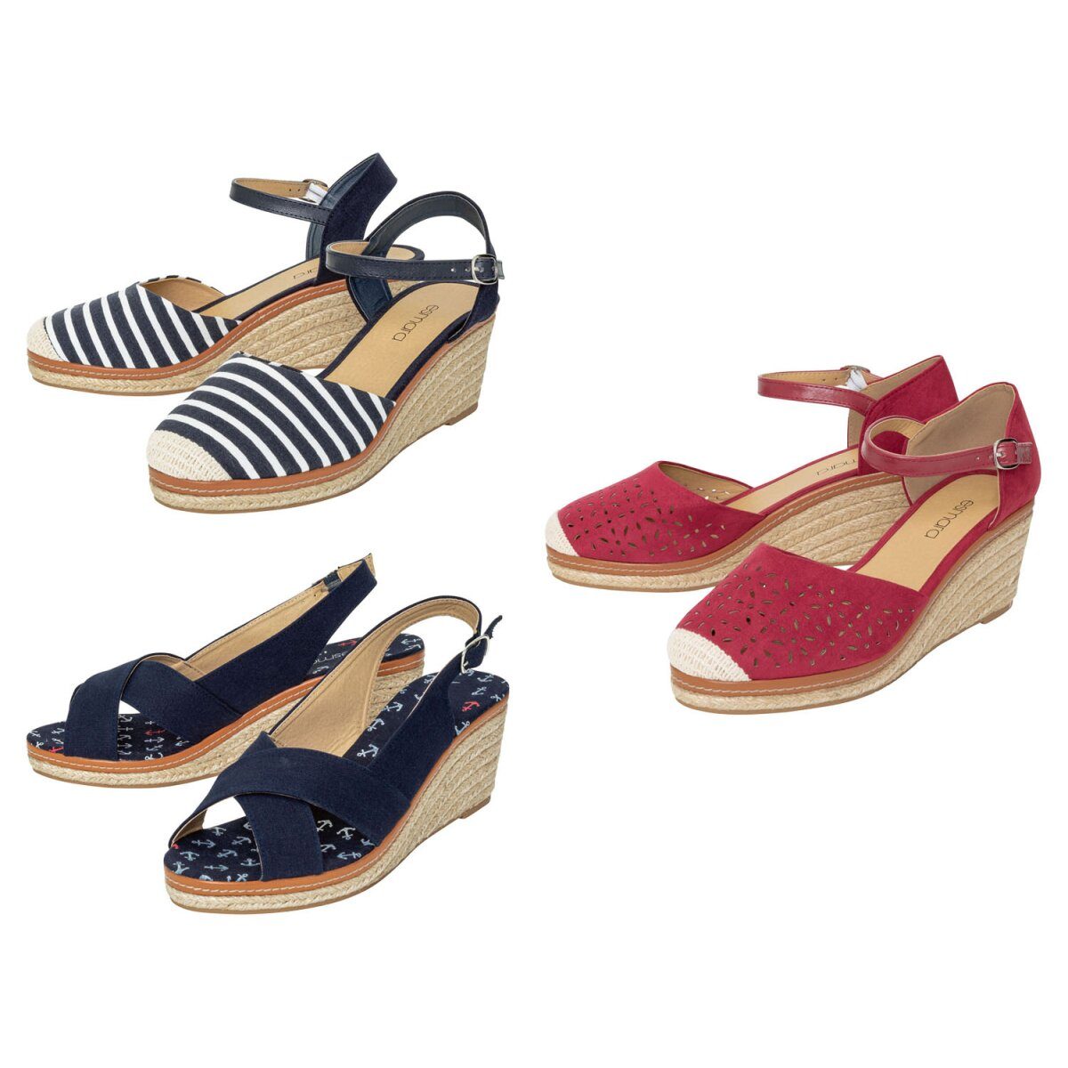 esmara® women's wedge sandals in a summery raffia look