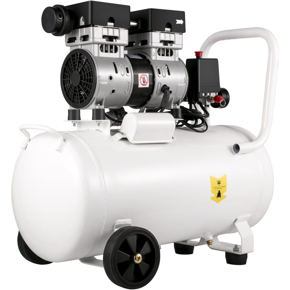Whisper compressor 50 L, quiet oil-free compressor 750 W, oil-free air compressor 68 dB, compressed air compressor 230 V, quiet compressed air boiler 170 L/min exhaust air volume, with built-in exhaust fan