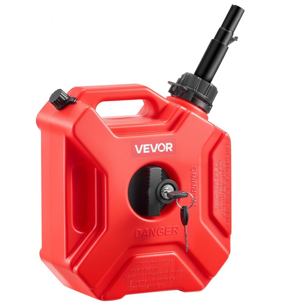 Fuel Can 5L Petrol Can with Spout and Lockable Holder Maximum Flow Rate 15L/min Liquid Container for Most Cars Motorcycles ATVs and UTVs Red
