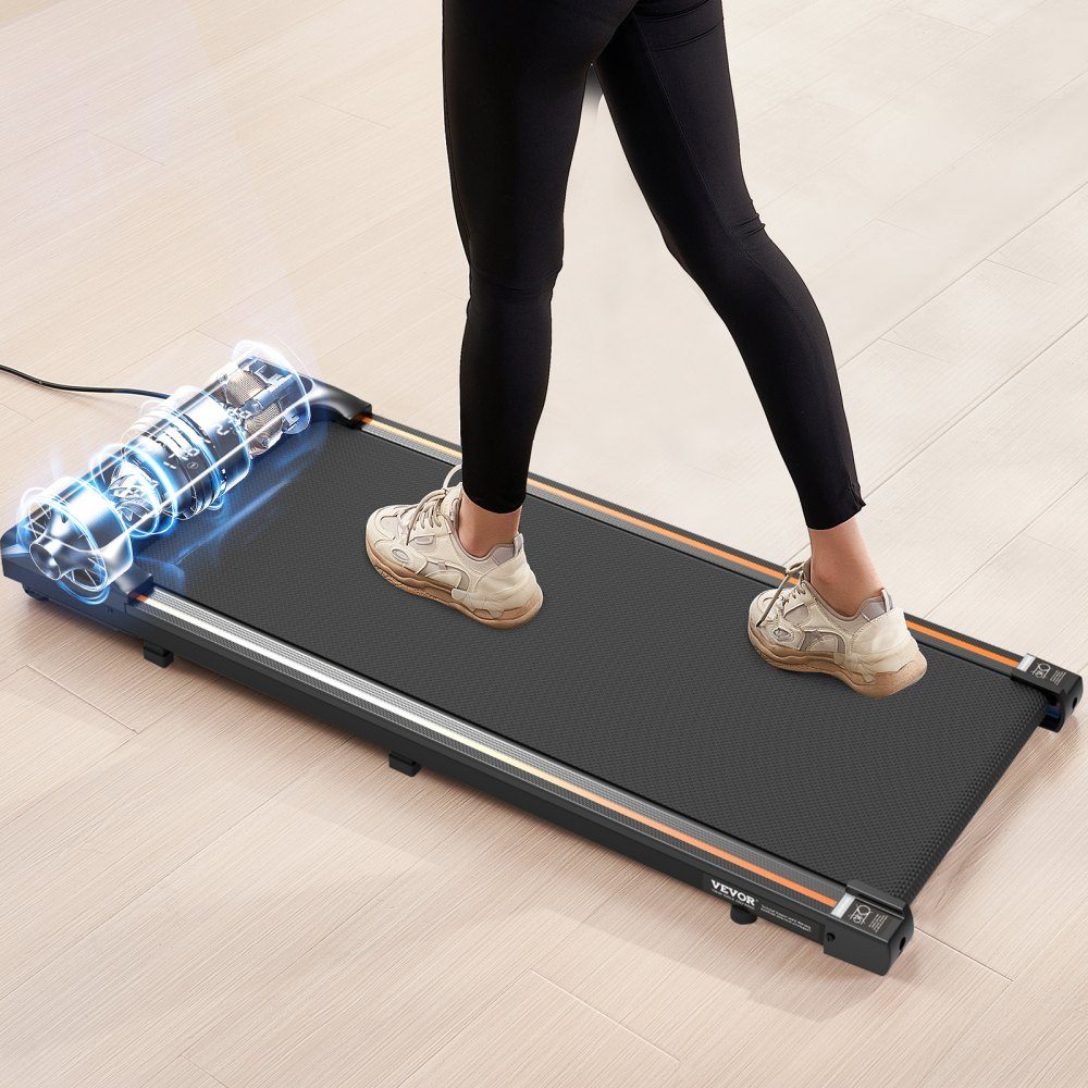 Walking Pad Laufband unter dem Schreibtisch, Laufband für die Arbeit, Arbeitslaufband mit 120 kg Tragkraft, tragbares Pad mit 2,5 PS, Fernbedienung, LED-Anzeige 1-6 km/h, Schwarz