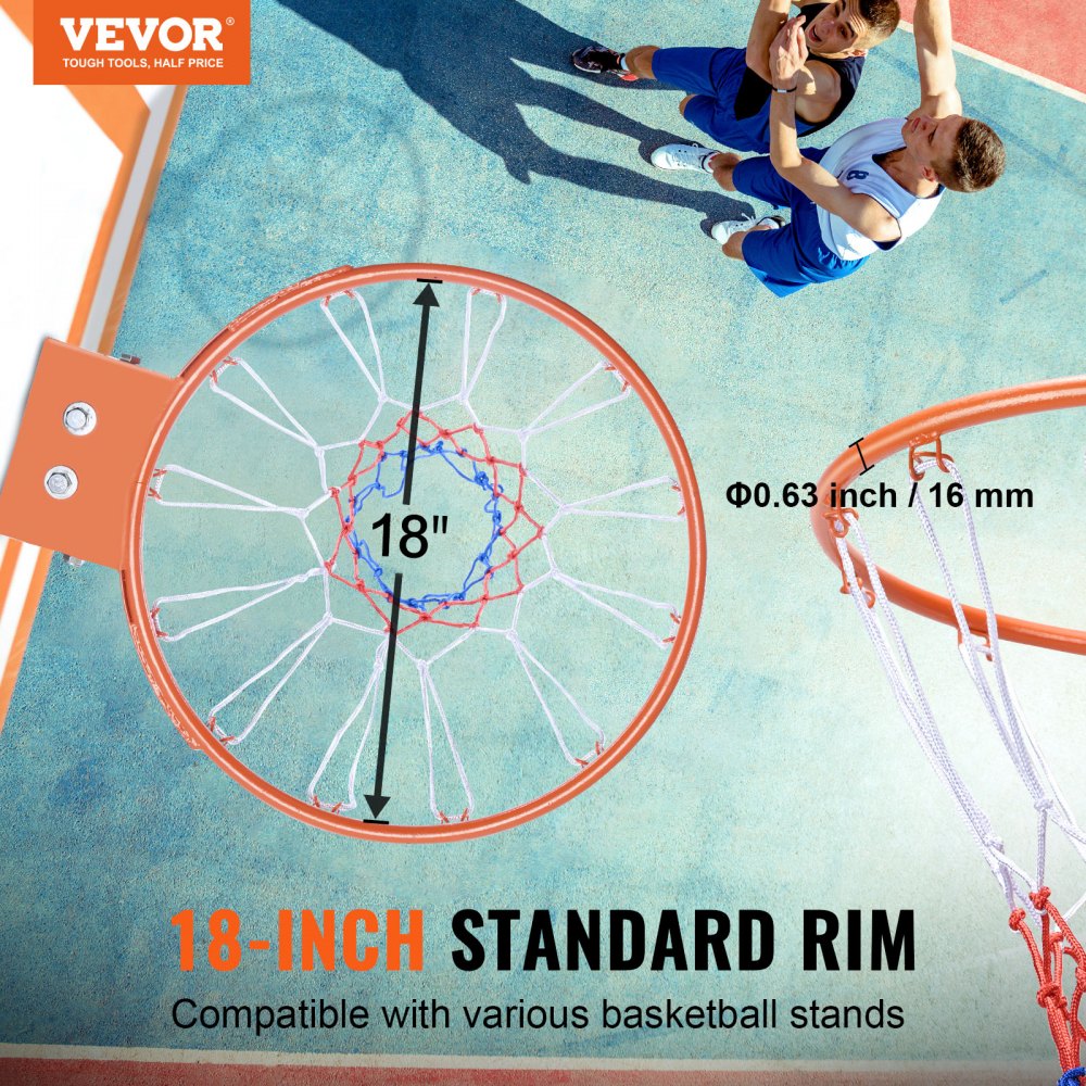 Basketball-Felge, an der Wandtür montierter Basketballkorb, robustes Q235-Basketball-Flex-Rand-Zielset mit Netz, standardmäßiger 18-Zoll-Hänge-Basketballkorb für den Innen- und Außenbereich für Kinder und Erwachsene Basketball-Felge, an der Wandtür montierter Basketballkorb, robustes Q235-Basketball-Flex-Rand-Zielset mit Netz, standardmäßiger 18-Zoll-Hänge-Basketballkorb für den Innen- und Außenbereich für Kinder und Erwachsene