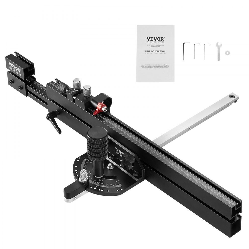 Miter Gauge Standard Slot 19x10mm Aluminum Alloy with 48-89cm Grid 15 Angle Stops Adjustable Piston and Removable Disc for Woodworking