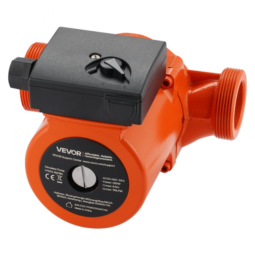 LPS32-8S/180 Cast Iron Circulation Pump 3/8HP 110L/min Hot Water Circulation Threaded Connection 3 Level Speed ​​Adjustment Quiet Operation for Home Heating Systems Inlet and Outlet Ports Both 2"